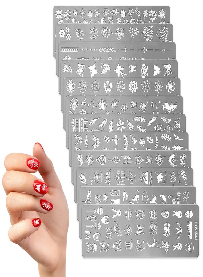 Tesorrio Nail Stamping Plate - Nail Art Plates with 12 Different Themes, Beautiful Christmas Art Design for Nails Stamps - Stylish Stamping Plates Set to Design Unique Nails for Women Girls - Image 1